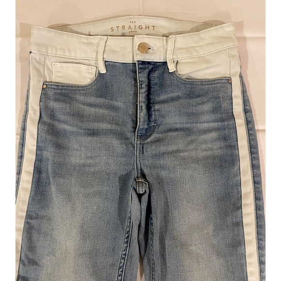 Womens White House Black Market Jean Two Toned Crop 4 Straight Leg High Rise - Picture 6 of 10